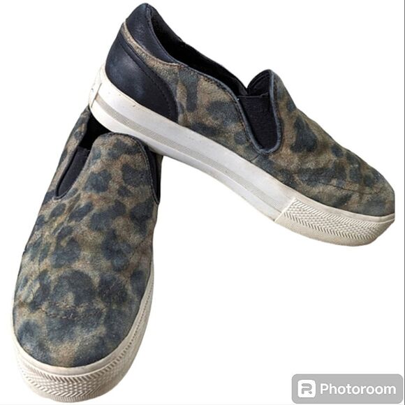 ASH Leather Suede Animal Print Platform Slip On Sneakers size 40 Unisex - Picture 2 of 15